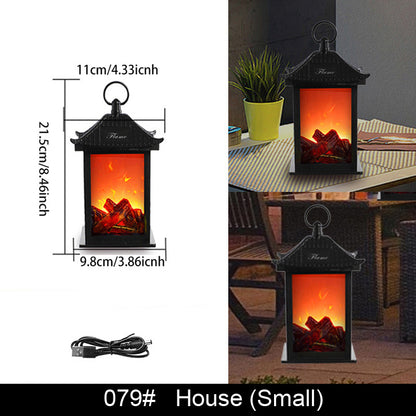 LED Fireplace Night Light Flame Outdoor Light USB Charging With Timer Courtyard Traveling To Go Projector Lights NINETY NIGHT House Small  