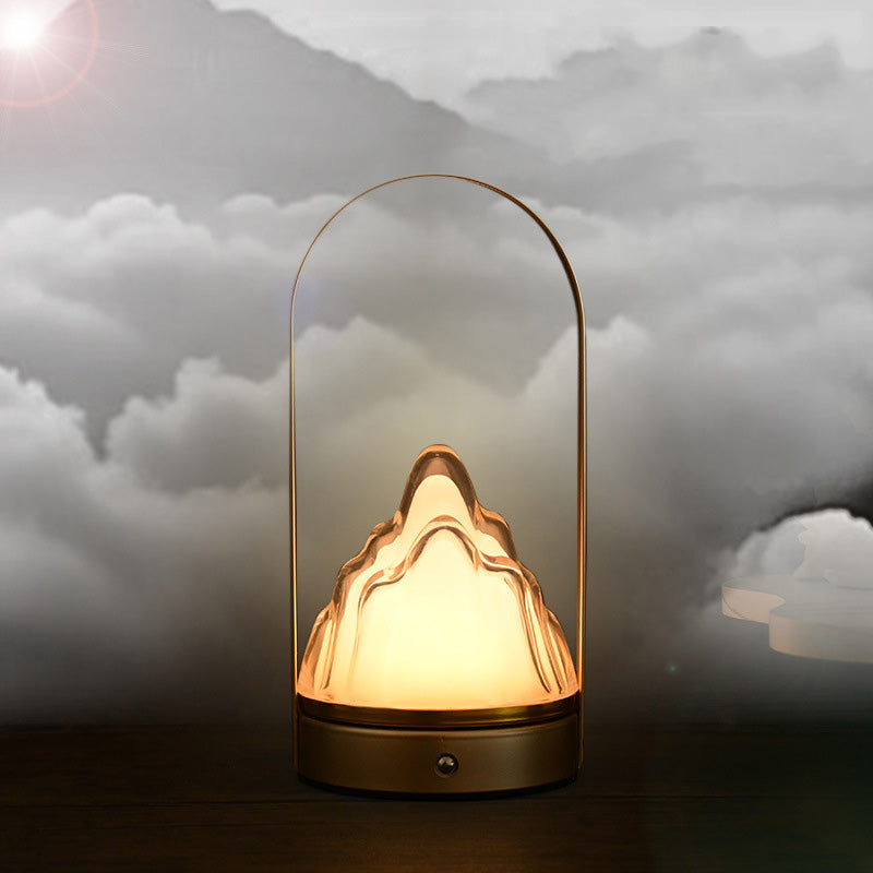 LED Iceberg Night Light Table Lamp Glass Metal USB Charging Ball Montain Portable Outdoor Traveling To Go Projector Lights NINETY NIGHT Iceberg  