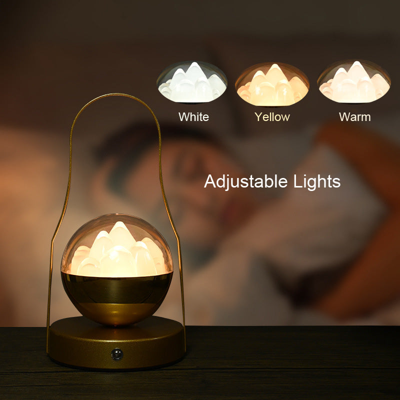 LED Iceberg Night Light Table Lamp Glass Metal USB Charging Ball Montain Portable Outdoor Traveling To Go Projector Lights NINETY NIGHT   