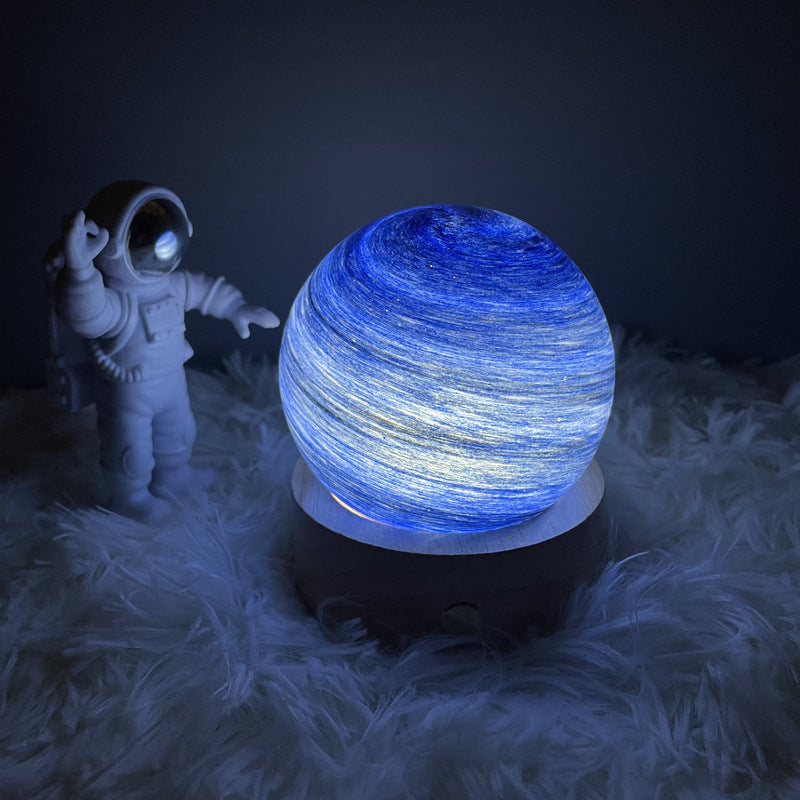 LED Jupiter Mercury Moon Star Planet Night Light Table Lamp USB Charging Solid Wood Base Romantic Projector Lights NINETY NIGHT 01 80mm 