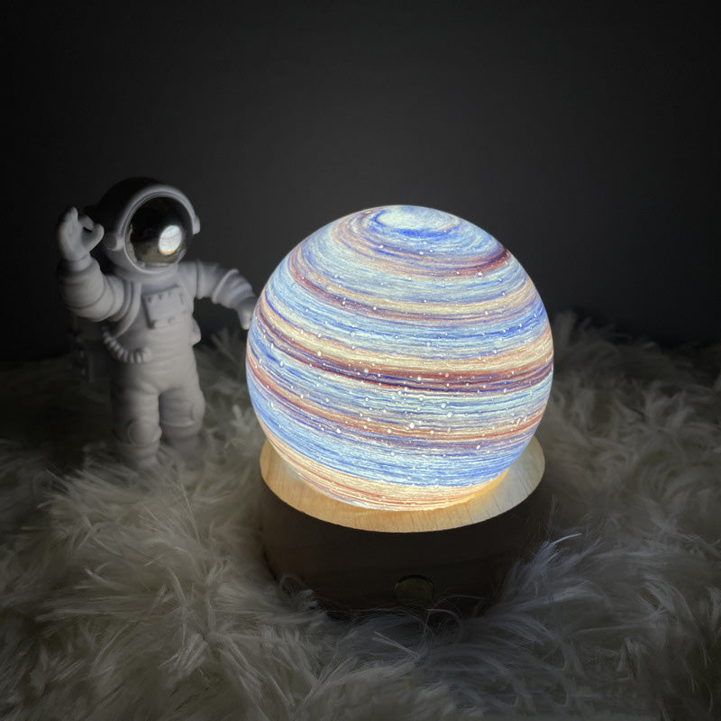 LED Jupiter Mercury Moon Star Planet Night Light Table Lamp USB Charging Solid Wood Base Romantic Projector Lights NINETY NIGHT 11 80mm 