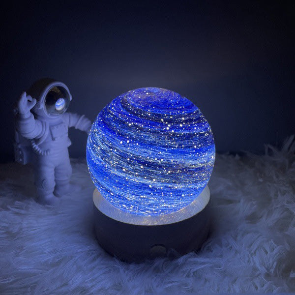 LED Jupiter Mercury Moon Star Planet Night Light Table Lamp USB Charging Solid Wood Base Romantic Projector Lights NINETY NIGHT 02 80mm 