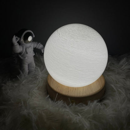 LED Jupiter Mercury Moon Star Planet Night Light Table Lamp USB Charging Solid Wood Base Romantic Projector Lights NINETY NIGHT 08 120mm 