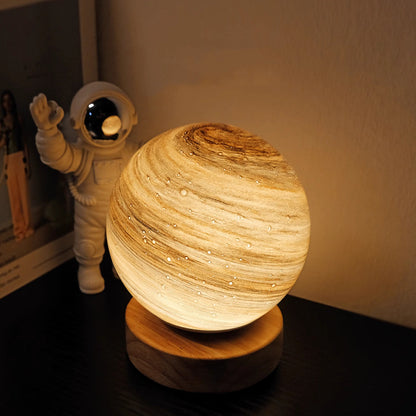 LED Jupiter Mercury Moon Star Planet Night Light Table Lamp USB Charging Solid Wood Base Romantic Projector Lights NINETY NIGHT   