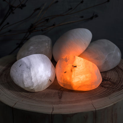 LED Irregular Gypsum Pebble Night Light Table Lamp USB Charging Natural Stone Handmade Unique Projector Lights NINETY NIGHT   