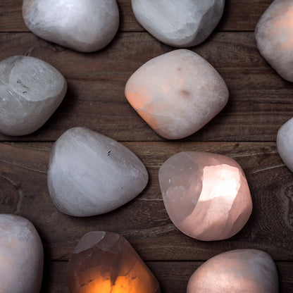 LED Irregular Gypsum Pebble Night Light Table Lamp USB Charging Natural Stone Handmade Unique Projector Lights NINETY NIGHT   