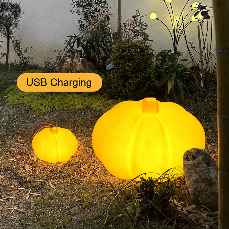 LED Pumpkin Night Light Outdoor Table Floor Light Solar Energy Charging Halloween Courtyard Waterproof Traveling To Go Projector Lights NINETY NIGHT   