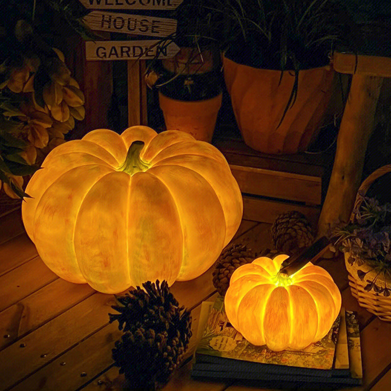 LED Pumpkin Night Light Outdoor Table Floor Light Solar Energy Charging Halloween Courtyard Waterproof Traveling To Go Projector Lights NINETY NIGHT   