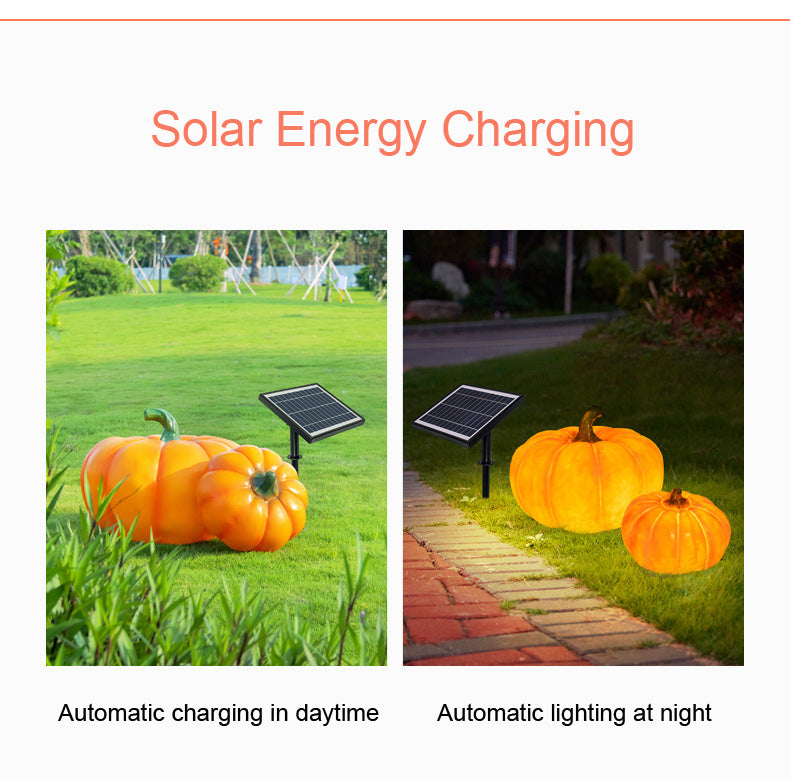 LED Pumpkin Night Light Outdoor Table Floor Light Solar Energy Charging Halloween Courtyard Waterproof Traveling To Go Projector Lights NINETY NIGHT   