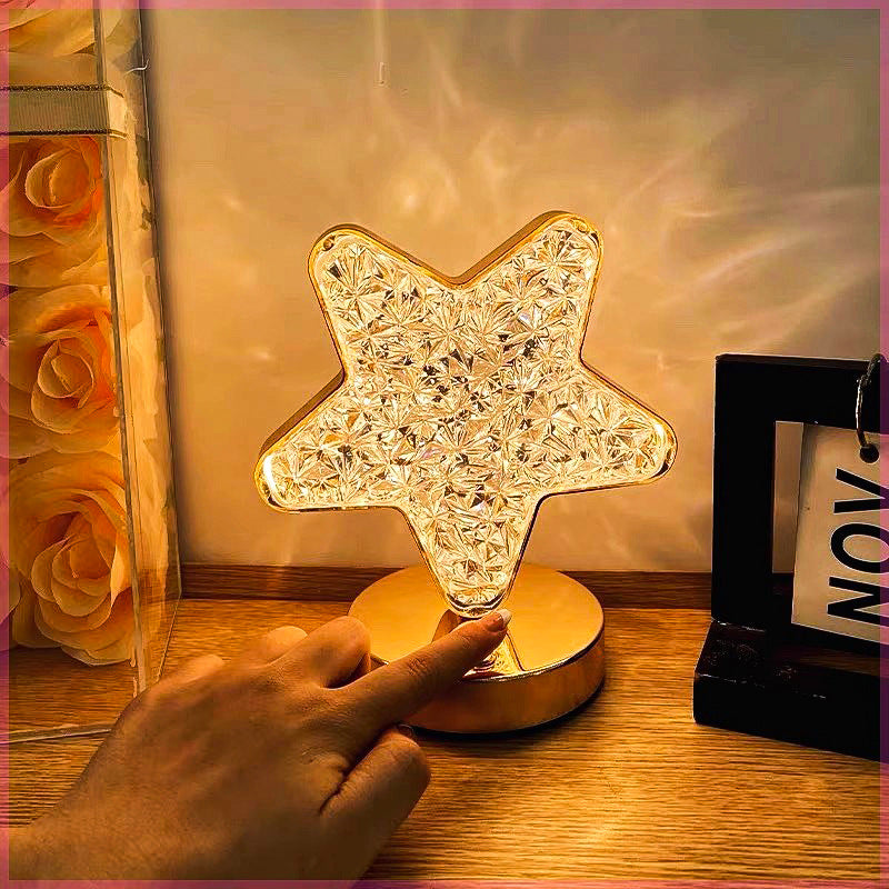 LED Moon Star Night Light Table Lamp Metal Base USB Charging Round Square Touching Adjustable Lights Projector Lights NINETY NIGHT   