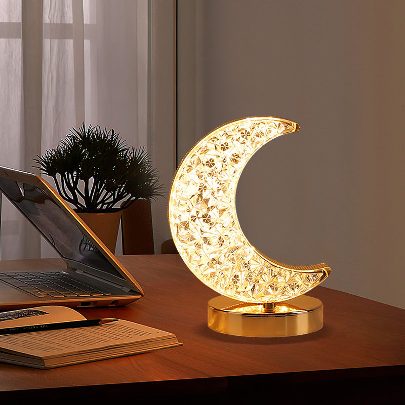 LED Moon Star Night Light Table Lamp Metal Base USB Charging Round Square Touching Adjustable Lights Projector Lights NINETY NIGHT   