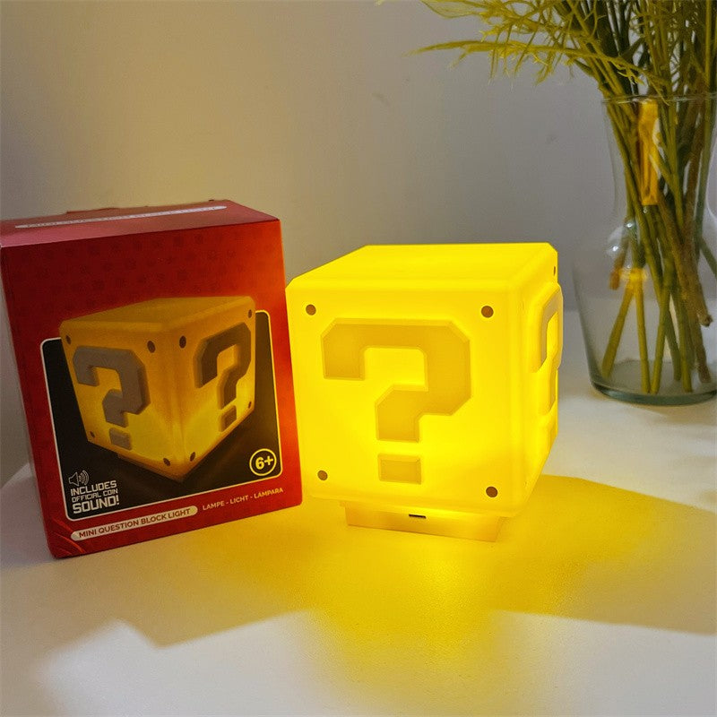 LED Night Light Wall Light Super Mario Question Mark Press Sounds Velcro Cute For Kids Children Outdoor Traveling To Go Projector Lights NINETY NIGHT   