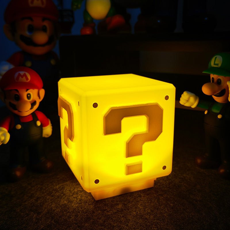 LED Night Light Wall Light Super Mario Question Mark Press Sounds Velcro Cute For Kids Children Outdoor Traveling To Go Projector Lights NINETY NIGHT   