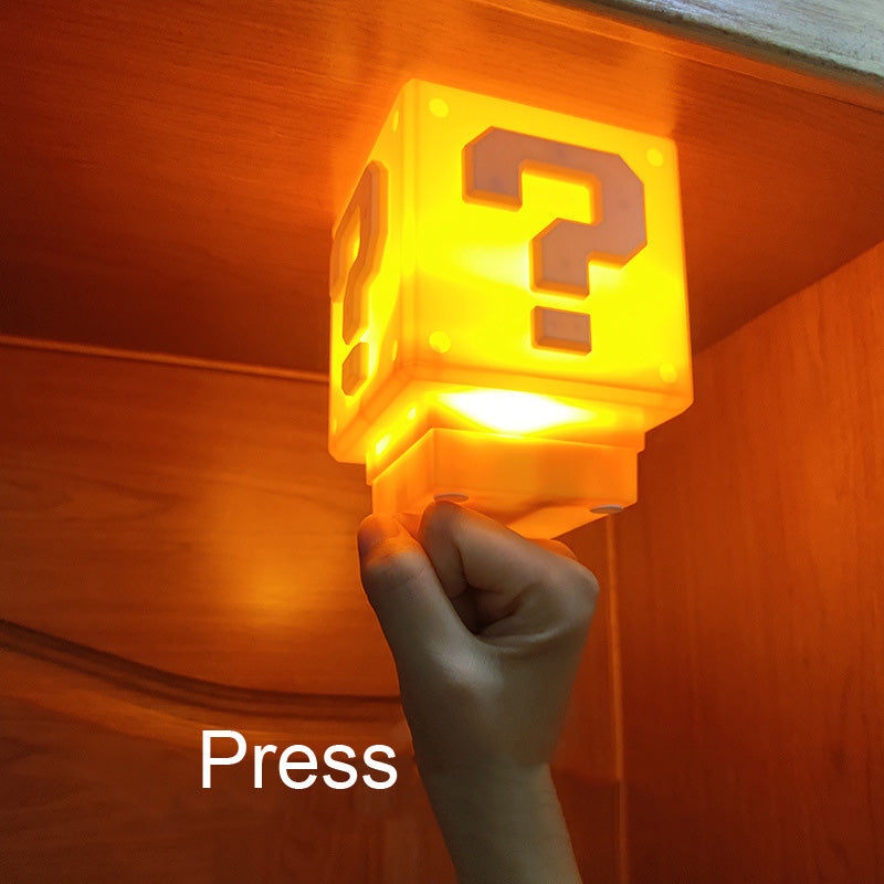 LED Night Light Wall Light Super Mario Question Mark Press Sounds Velcro Cute For Kids Children Outdoor Traveling To Go Projector Lights NINETY NIGHT   