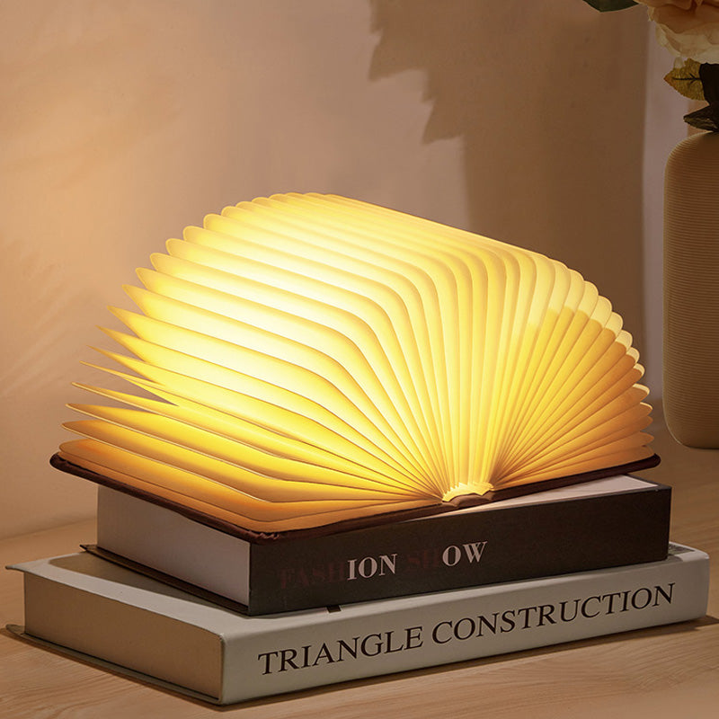 LED Night Light Walnut Wood Book Folding Traveling To Go Adjustable Lights USB Charging Projector Lights NINETY NIGHT   