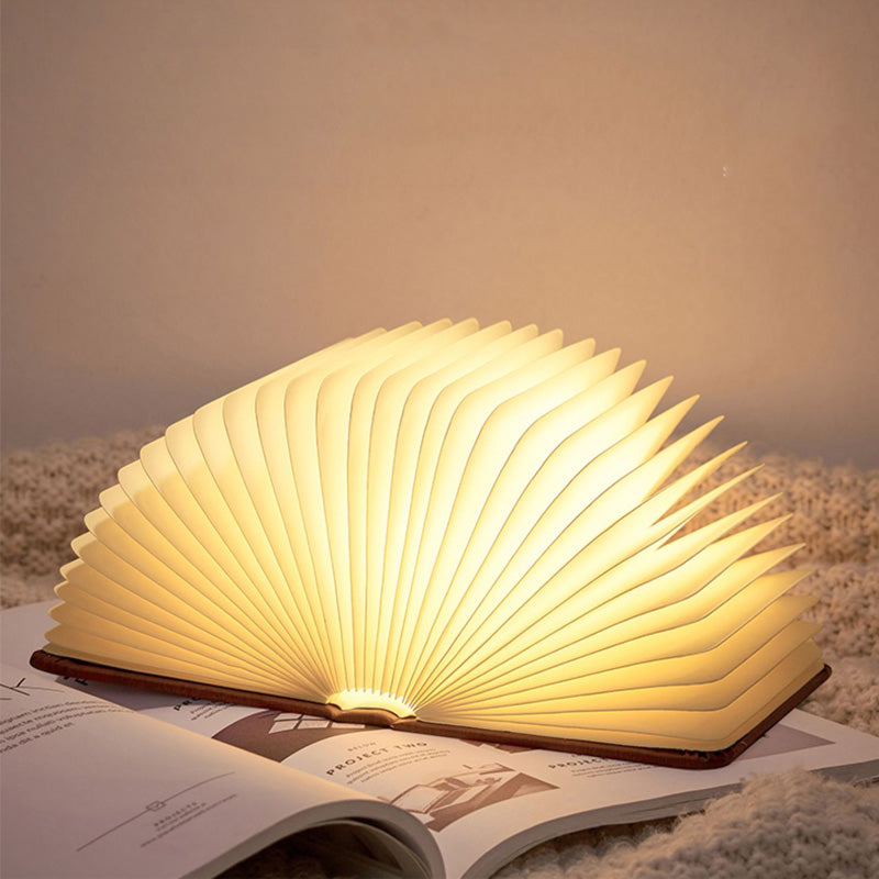 LED Night Light Walnut Wood Book Folding Traveling To Go Adjustable Lights USB Charging Projector Lights NINETY NIGHT   