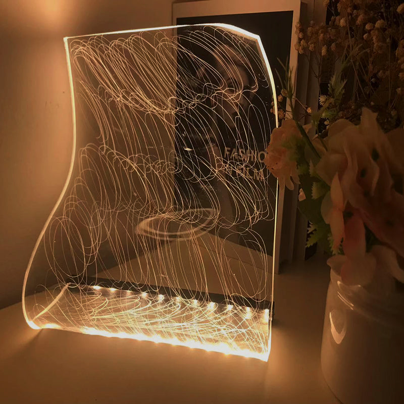 LED Glass Irregular Wave Night Light Table Lamp Water Ripple USB Charging Arcrylic Adjustable Lights Projector Lights NINETY NIGHT   