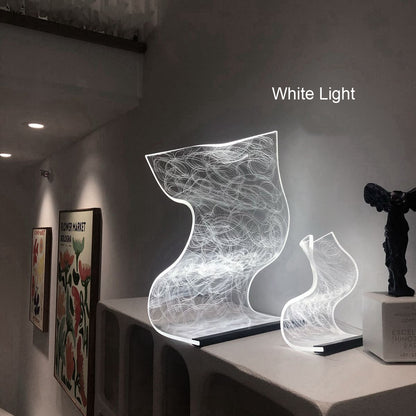 LED Glass Irregular Wave Night Light Table Lamp Water Ripple USB Charging Arcrylic Adjustable Lights Projector Lights NINETY NIGHT   