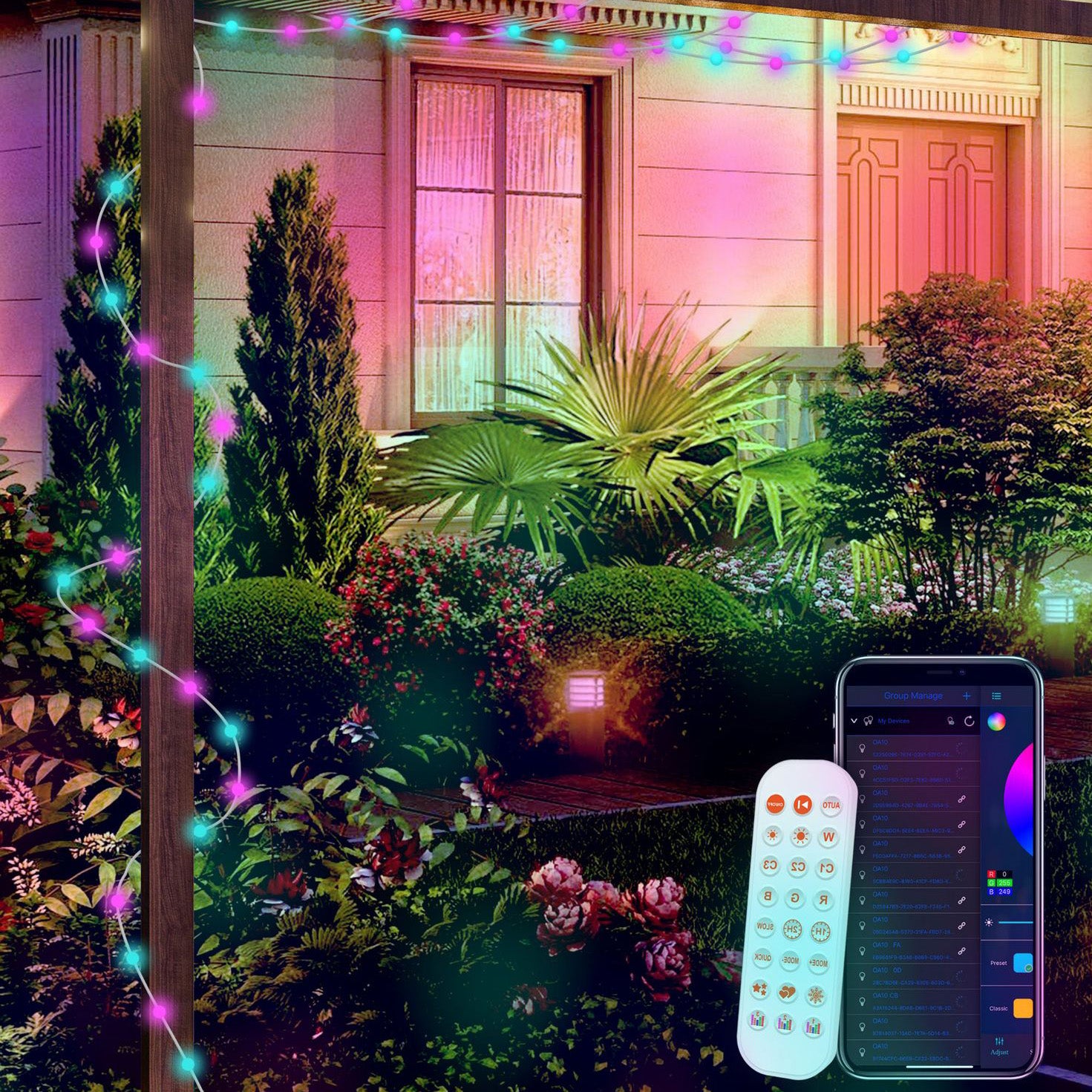 65.6FT LED Strip Lights Rope Light Ball Bluetooth APP Remote Control Timing Camping Charms Projector Lights NINETY NIGHT   