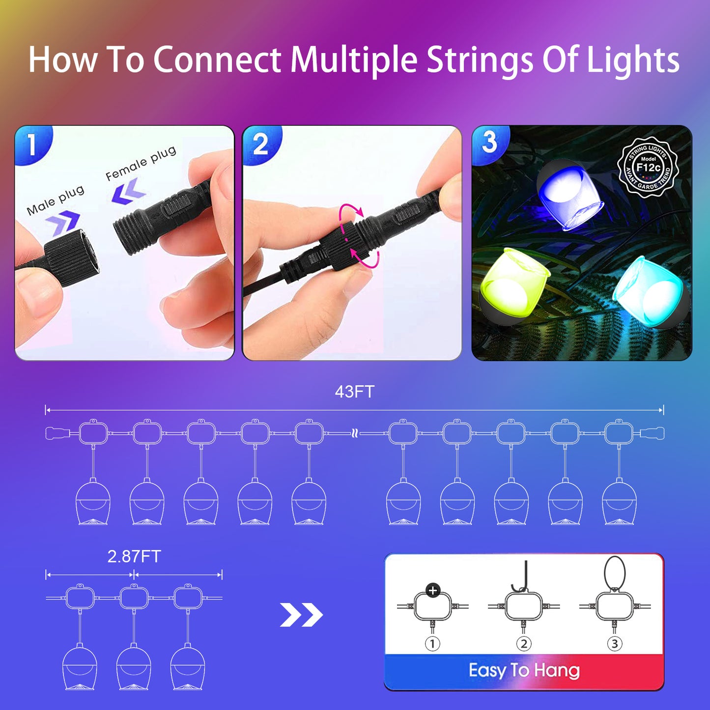 65.6FT LED Strip Lights Rope Light Blub Wine Glass Bluetooth Wifi APP Remote Control Camping Charms Projector Lights NINETY NIGHT   