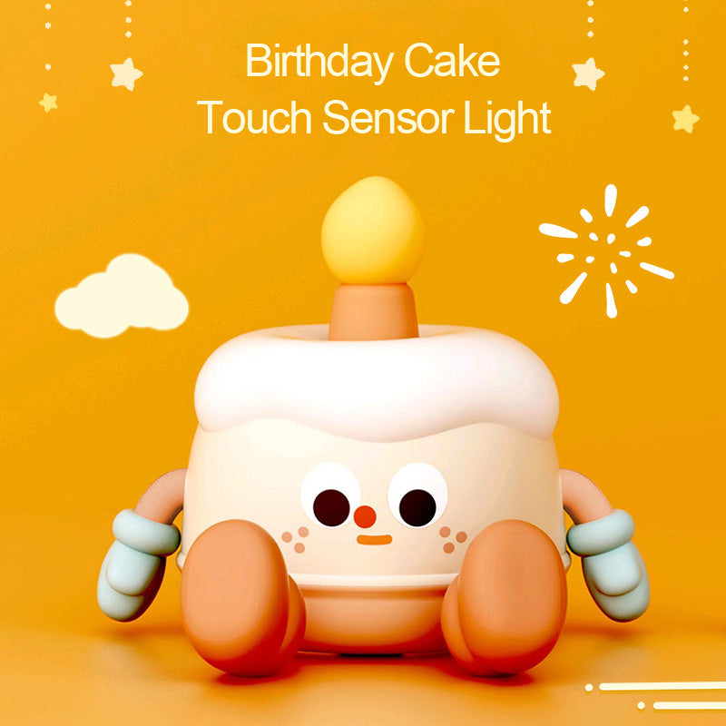 LED Night Light Silicone Touch Sensor Birthday Cake Table Lamp USB Charging Cute Children Kids Room Projector Lights NINETY NIGHT   