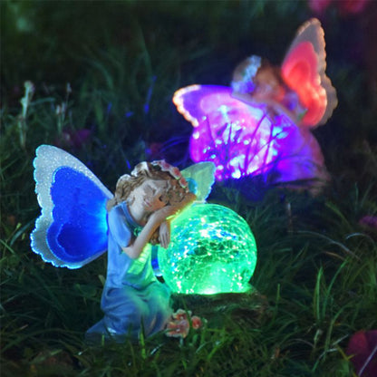 LED Light Resin Fairy Crystal Ball Waterproof Solar Charging Garden Courtyard Outdoor Traveling To Go Charms Projector Lights NINETY NIGHT   