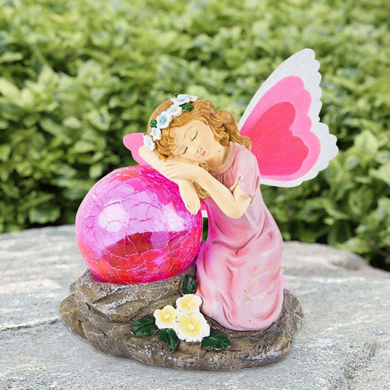 LED Light Resin Fairy Crystal Ball Waterproof Solar Charging Garden Courtyard Outdoor Traveling To Go Charms Projector Lights NINETY NIGHT   