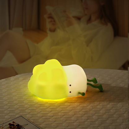 LED Night Light Silicone Touch Sensor Cabbage Table Lamp USB Charging Cute Children Kids Room Projector Lights NINETY NIGHT   