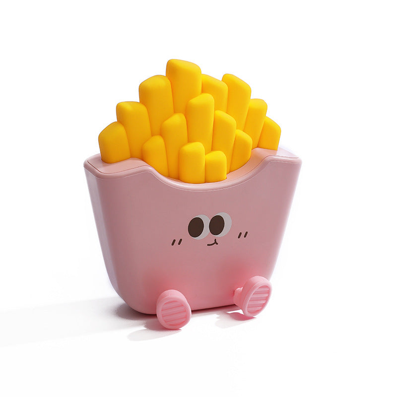 LED Night Light Silicone Touch Sensor Fries Table Lamp USB Charging Cute Children Kids Room Projector Lights NINETY NIGHT Pink  