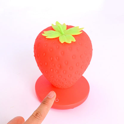 LED Night Light Silicone Touch Sensor Strawberry Table Lamp USB Charging Cute Children Kids Room Projector Lights NINETY NIGHT   