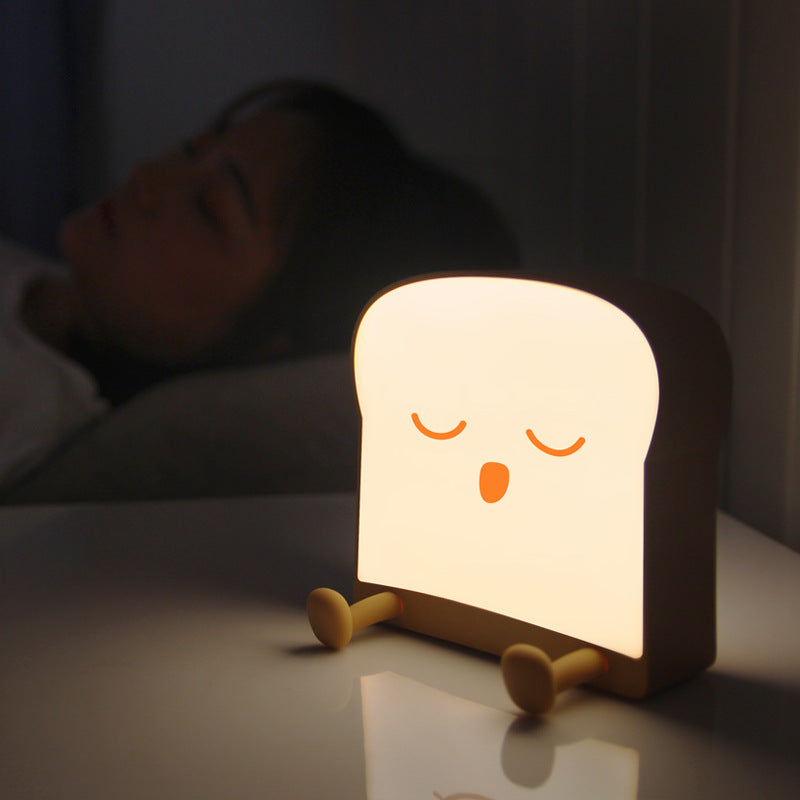 LED Night Light Silicone Touch Sensor Toast Emoji Table Lamp USB Charging Cute Children Kids Room Projector Lights NINETY NIGHT   