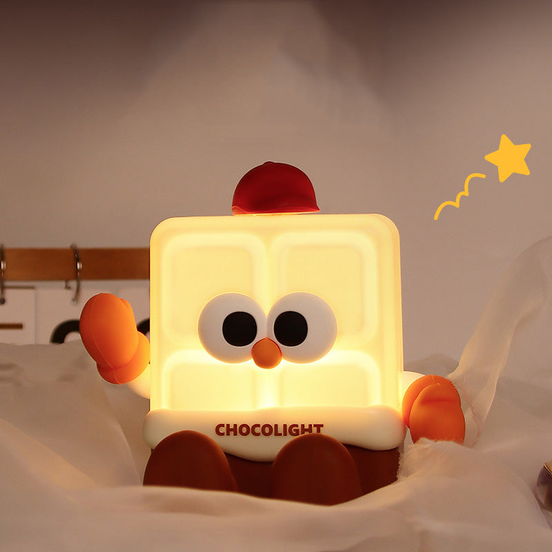 LED Night Light Silicone Touch Sensor Chocolate Table Lamp USB Charging Cute Children Kids Room Projector Lights NINETY NIGHT   