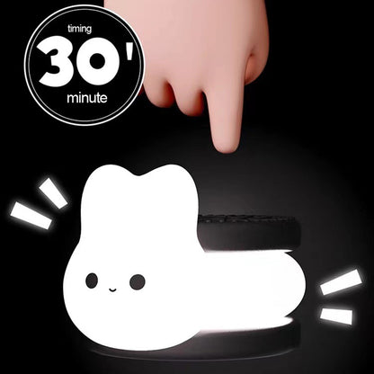 LED Night Light Silicone Touch Sensor Sandwich Biscuit Cookie Rabbit Table Lamp USB Charging Cute Children Kids Room Projector Lights NINETY NIGHT   