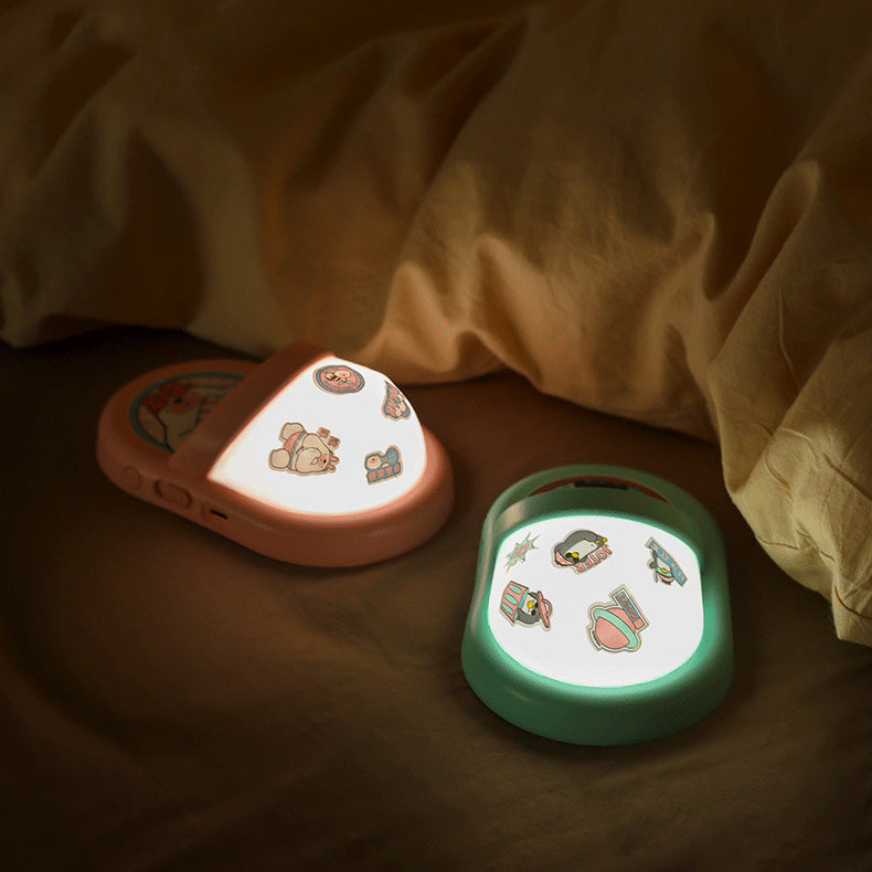 LED Night Light Silicone Touch Sensor Slippers Table Lamp USB Charging Cute Charms Children Kids Room Projector Lights NINETY NIGHT   