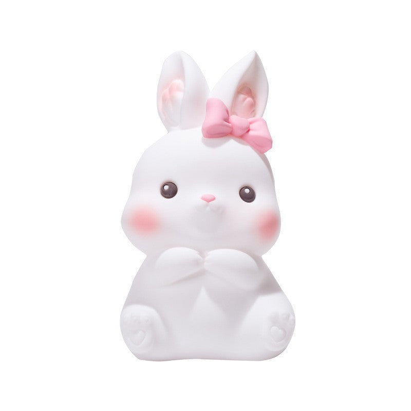 LED Night Light Silicone Touch Sensor Rabbit Table Lamp USB Charging Cute Girls Children Kids Room Projector Lights NINETY NIGHT White  