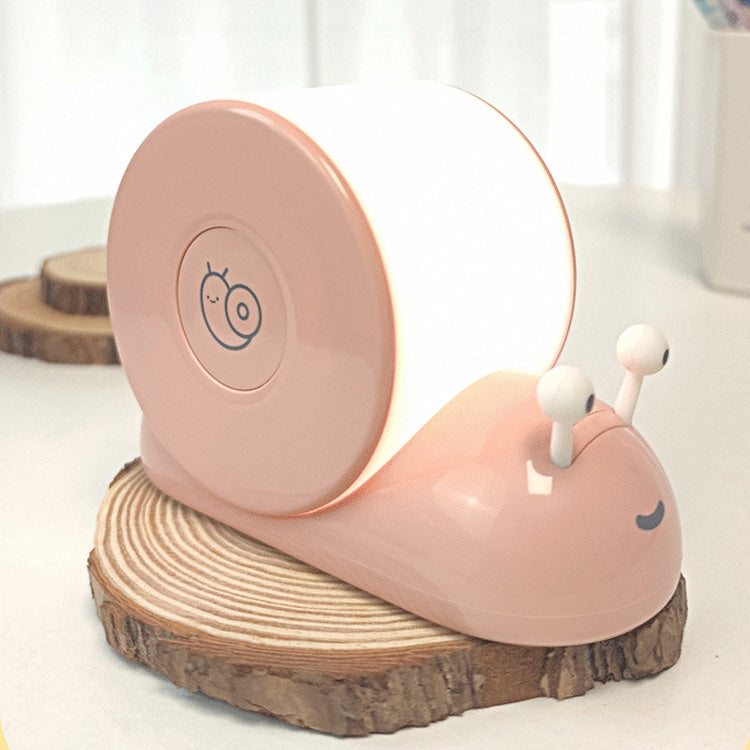 LED Night Light Snail Magnetic Base Table Lamp USB Charging Cute Charms Children Kids Room Projector Lights NINETY NIGHT Pink  