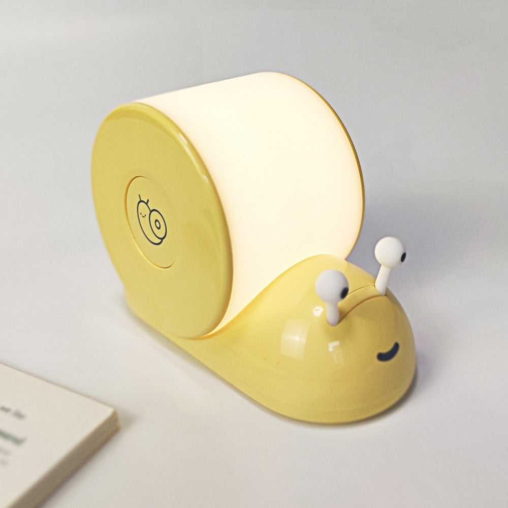 LED Night Light Snail Magnetic Base Table Lamp USB Charging Cute Charms Children Kids Room Projector Lights NINETY NIGHT Yellow  