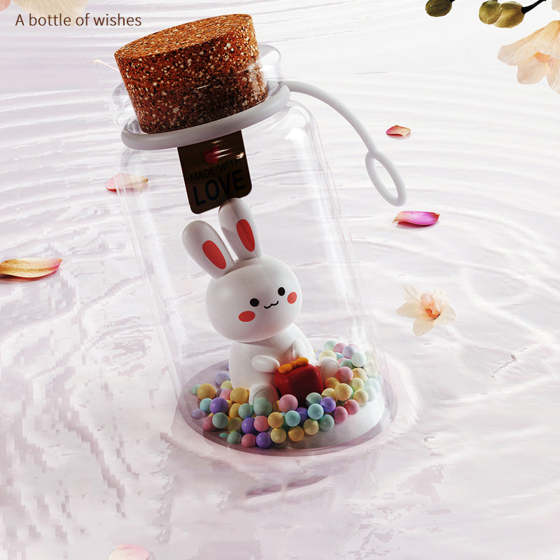 LED Night Light Touch Sensor Drifting Bottle Rabbit Table Lamp USB Charging Cute Children Kids Room Projector Lights NINETY NIGHT   