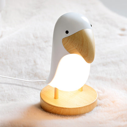 LED Night Light Woodpecker Bird Solid Wood Table Lamp Bluetooth USB Charging Cute Charms Children Kids Room Projector Lights NINETY NIGHT   