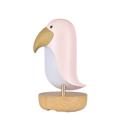 LED Night Light Woodpecker Bird Solid Wood Table Lamp Bluetooth USB Charging Cute Charms Children Kids Room Projector Lights NINETY NIGHT Pink Without Bluetooth 