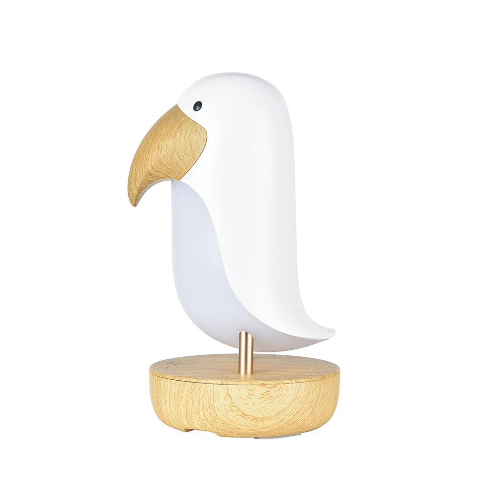 LED Night Light Woodpecker Bird Solid Wood Table Lamp Bluetooth USB Charging Cute Charms Children Kids Room Projector Lights NINETY NIGHT White Without Bluetooth 